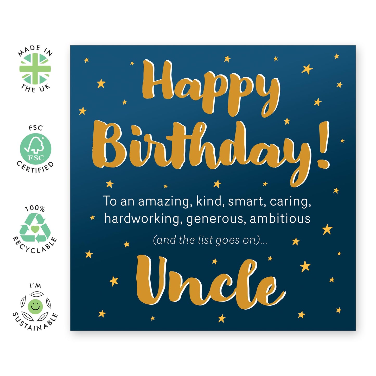 Appreciation Birthday Card - 'Birthday Stars Undle' - Gifts for Relatives, Uncles, Him, Guys from Nephew & Niece - Galaxy- Comes with Fun Stickers