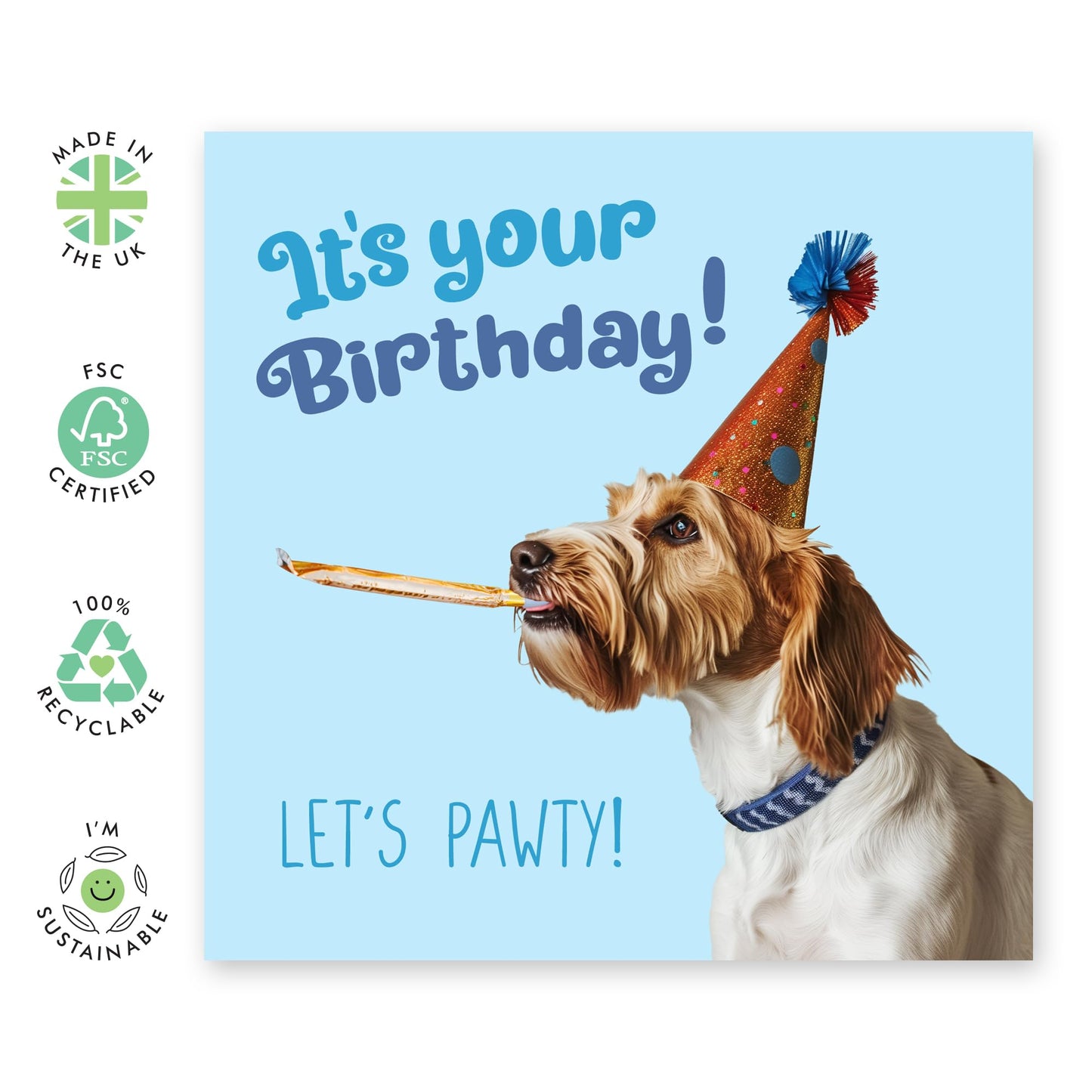 Birthday Greeting Card - 'BIRTHDAY DOG LET'S PAWTY' - Ideal for Celebrating with Fun & Party - Perfect for Dog Lovers and Adding a Playful Twist to the Special Day - Comes With Stickers By Central 23
