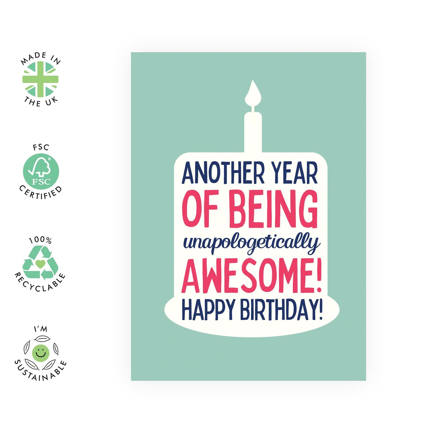 Awesome Birthday Card - 'Unapologetically Awesome' - Gifts for Friends, Family, Co-worker, Colleagues, Bestie, Bruv, Mate, Neighbours, Him, Her - You Are Great - Comes with Fun Stickers