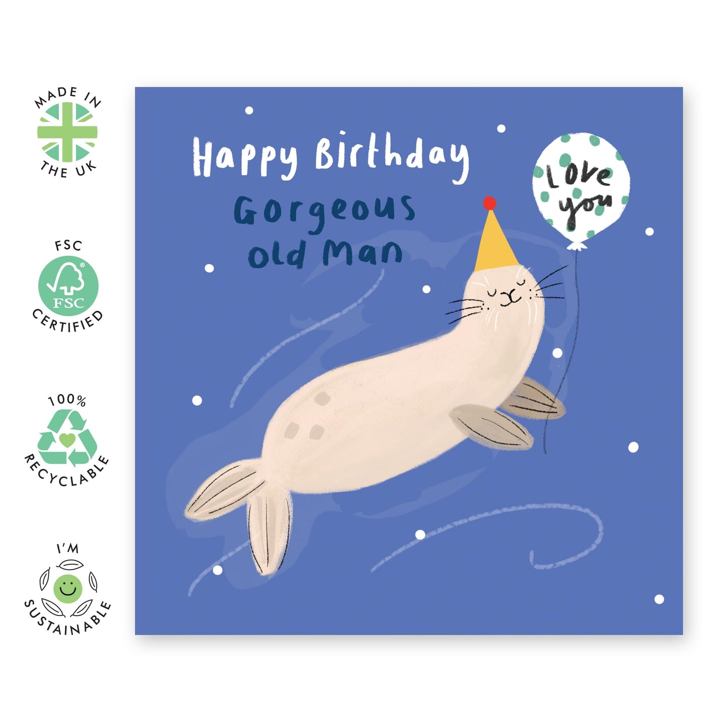 Birthday Greeting Card - 'SEAL HBD' - Perfect for Celebrating with a Cute Seal-Themed Design and Cheerful Twist - Ideal for adding Adorableness to Any Birthday - Comes With Stickers By Central 23