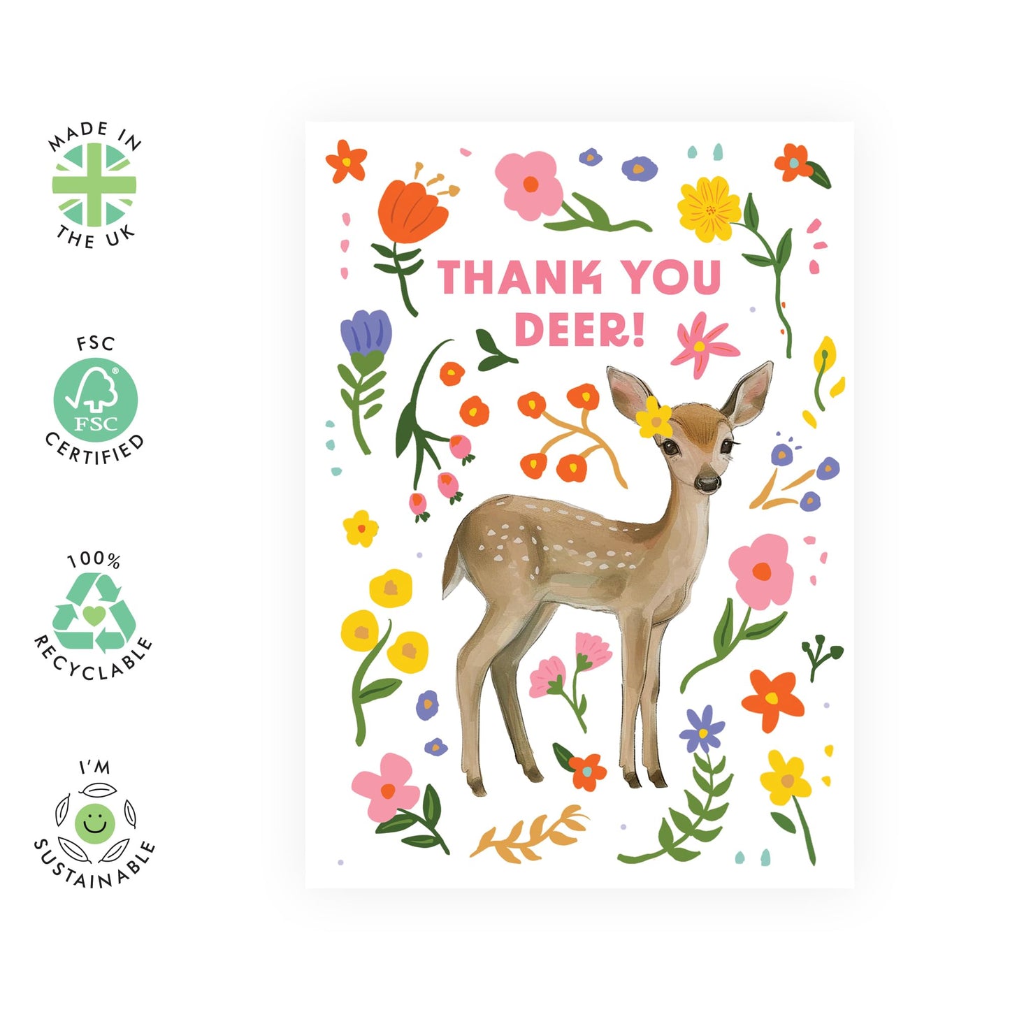 Appreciation Cards For Her Him - Thank You Deer - Thank You Greeting Cards For Dad Mum - Gift For Men Women - Sister Brother - Best Friend - Comes With Stickers By Central 23