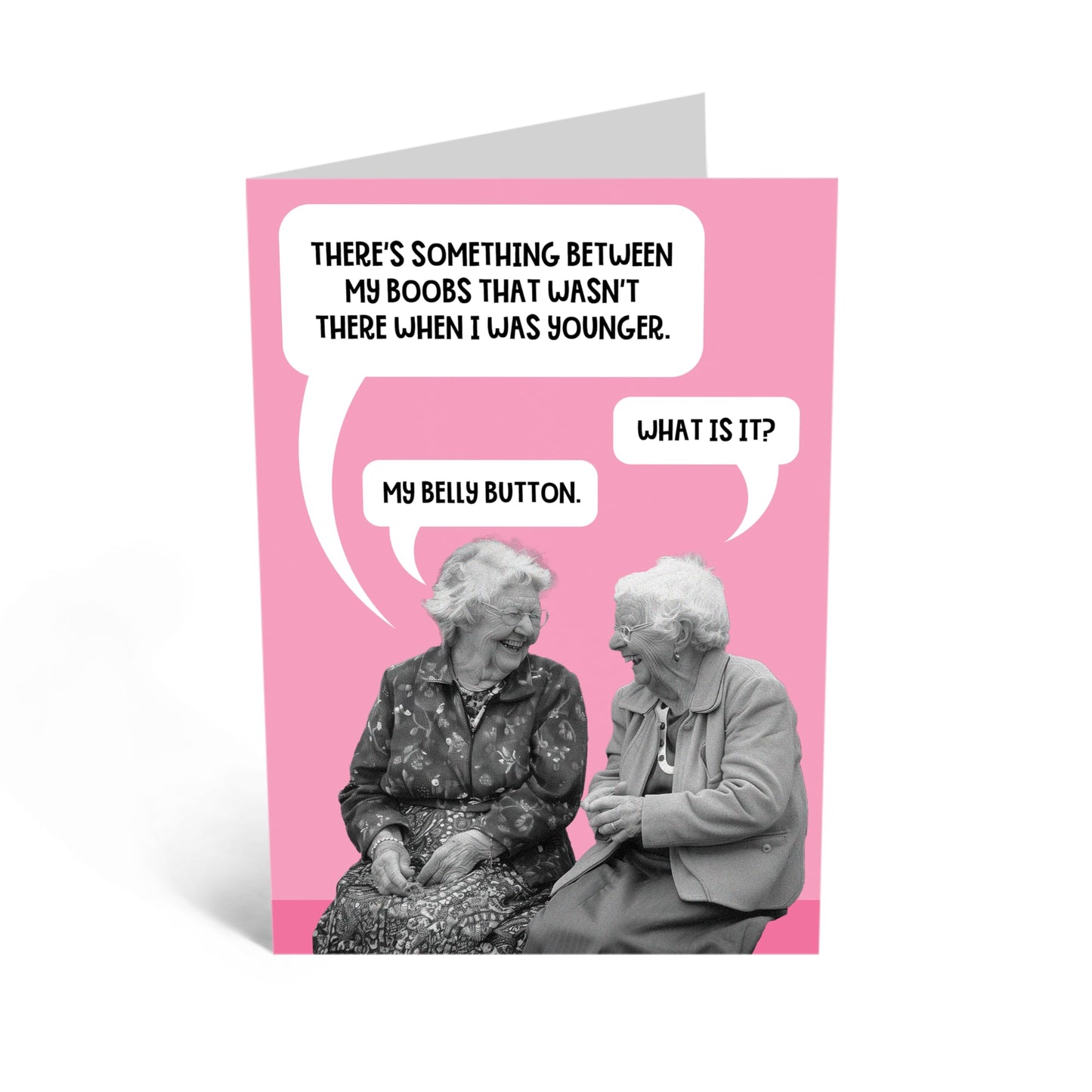 Hilarious Greeting Card for Mum or Grandma - 'OLD LADIES BELLY BUTTON' - Gift for Mummy, Mama, Ma, Granny, Nan, Nana, Wife, Sister, Bestie, BFF, Auntie - Mothers Day Card Ideas - Comes With Stickers