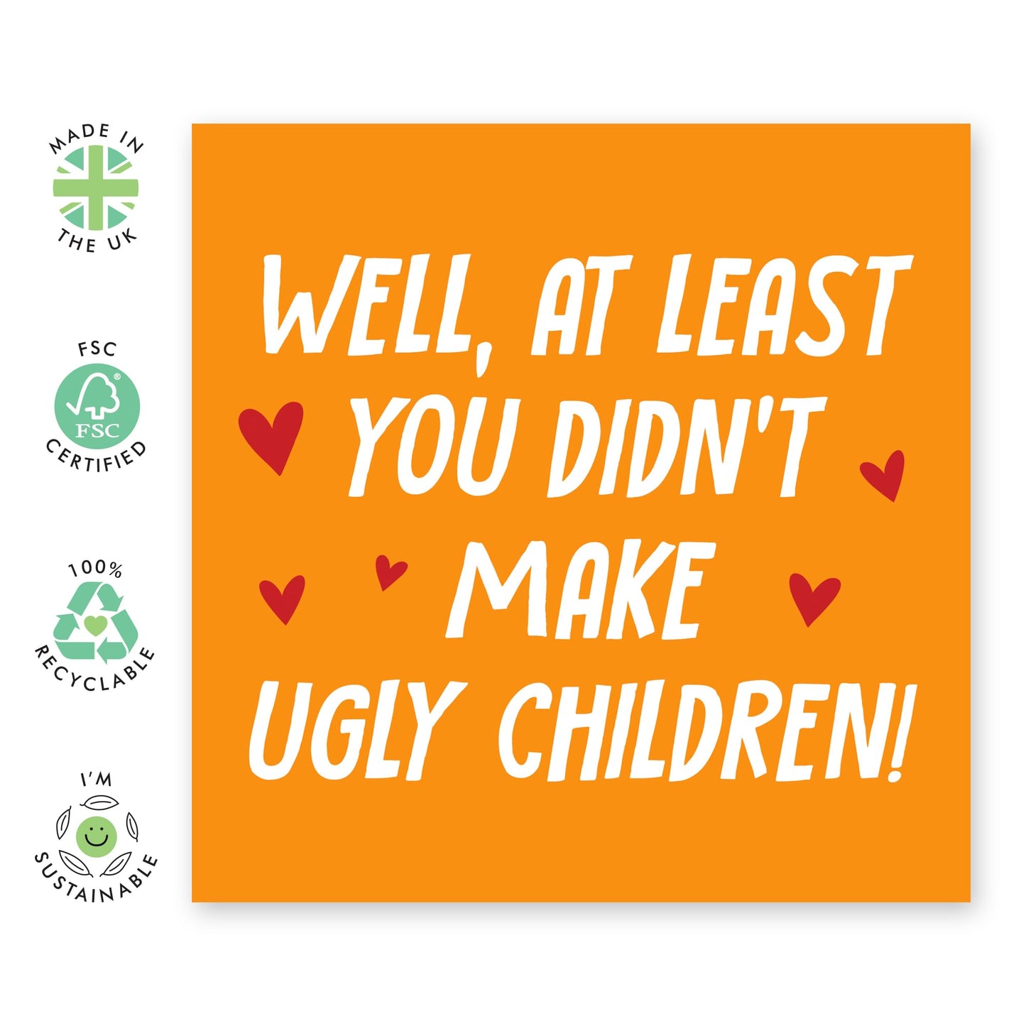 Hilarious Anniversary Card for Mum and Dad - Didn't Make Ugly Children - Mothers Day, Fathers Day Cards for Parents, Him, Her, Ma, Mama, Mummy, Daddy, Pops from Son or Daughter - Comes With Stickers