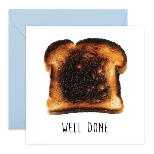 Good Job Card - Congratulations Card - Well Done Burnt Toast - Congrats On Your New Home, Graduation, Promotion, Drivers Test - I'm Proud Of You Greeting Cards - Comes With Fun Stickers By Central 23