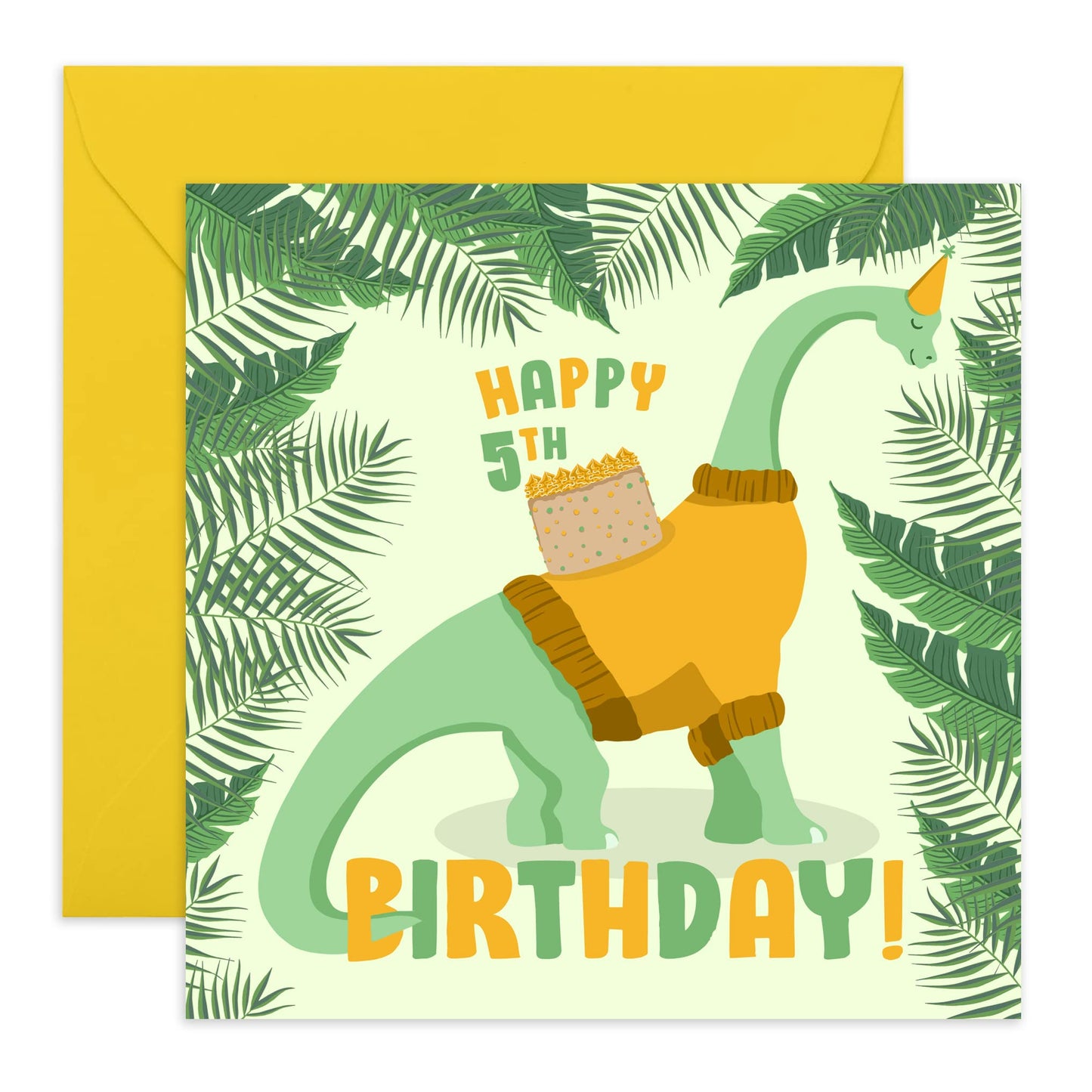 Central 23 - Dino Birthday Card - Happy 5th Birthday Card For Boys - Cute Dinosaur Design for Kids Age 5 - Fun Safari Print for Children- Comes With Fun Stickers