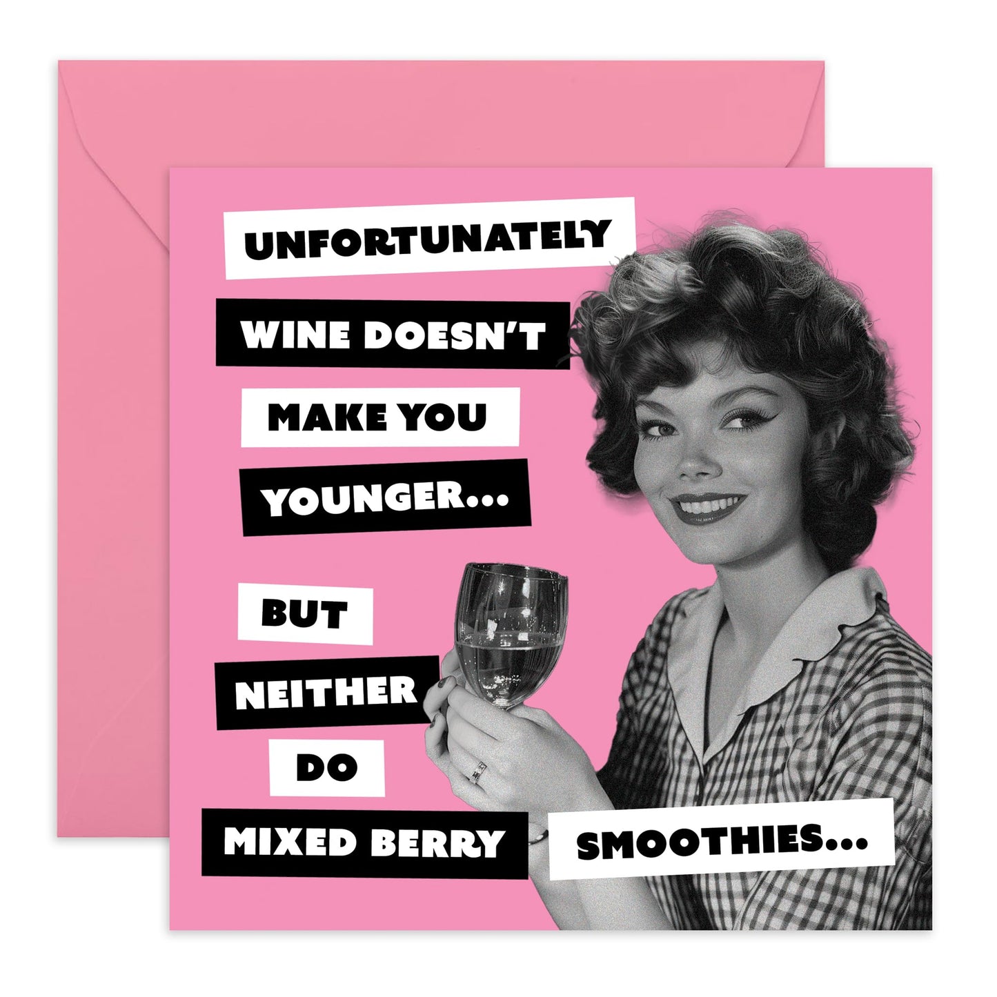 Funny Greeting Card - 'WINE MAKES YOU YOUNGER' -Gifts for Wine Lovers, Mum Birthday Card, Mothers Day Ideas - Presents for Women, Her, Ma, Sister, Wife, Auntie, Colleague - Comes with Stickers