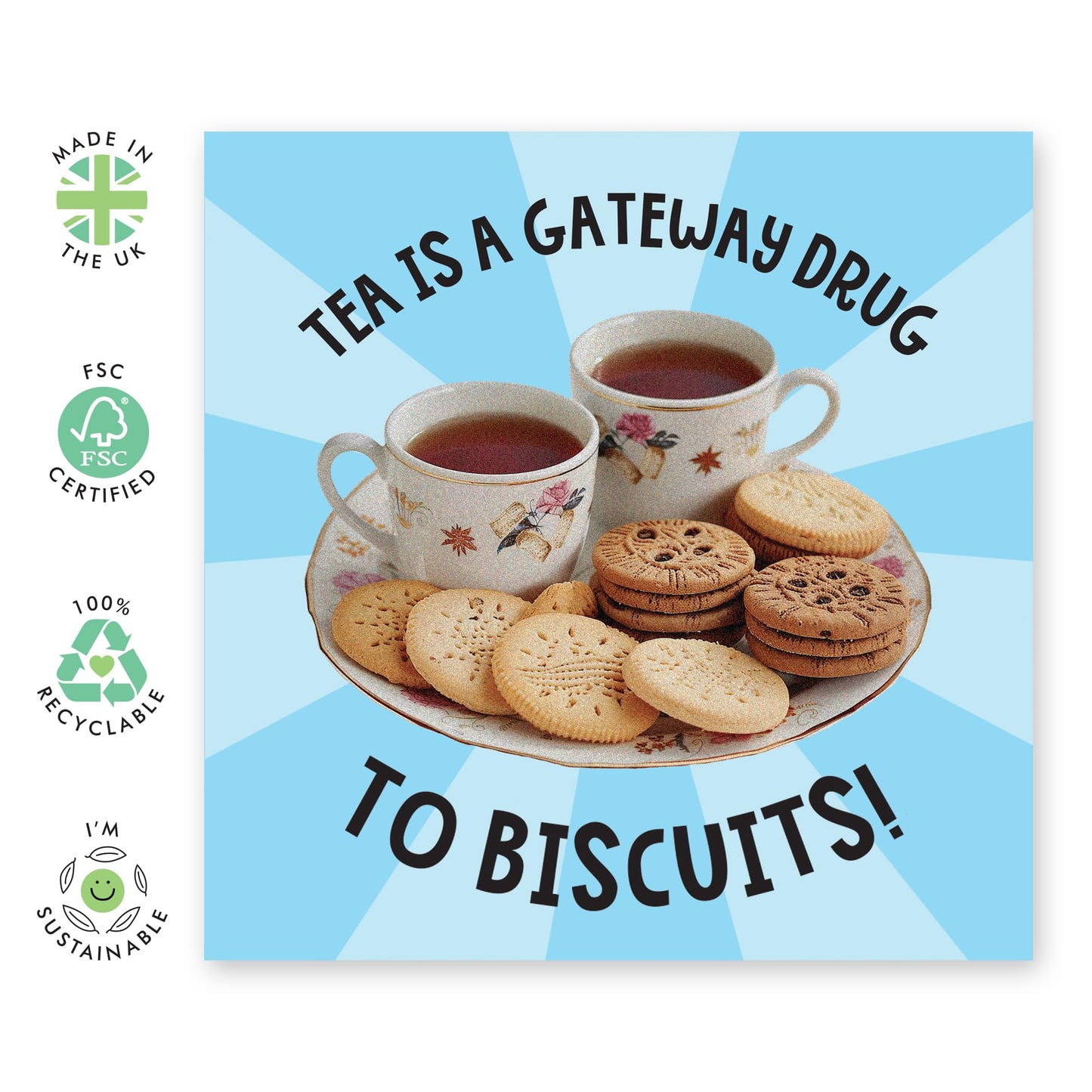 Nana Birthday Card - Tea Drug To Biscuits - Jokes Puns Banter - Funny Birthday Card For Mum - Hilarious Greeting Cards For Aunt Sister Best Friend - Comes With Stickers By Central 23