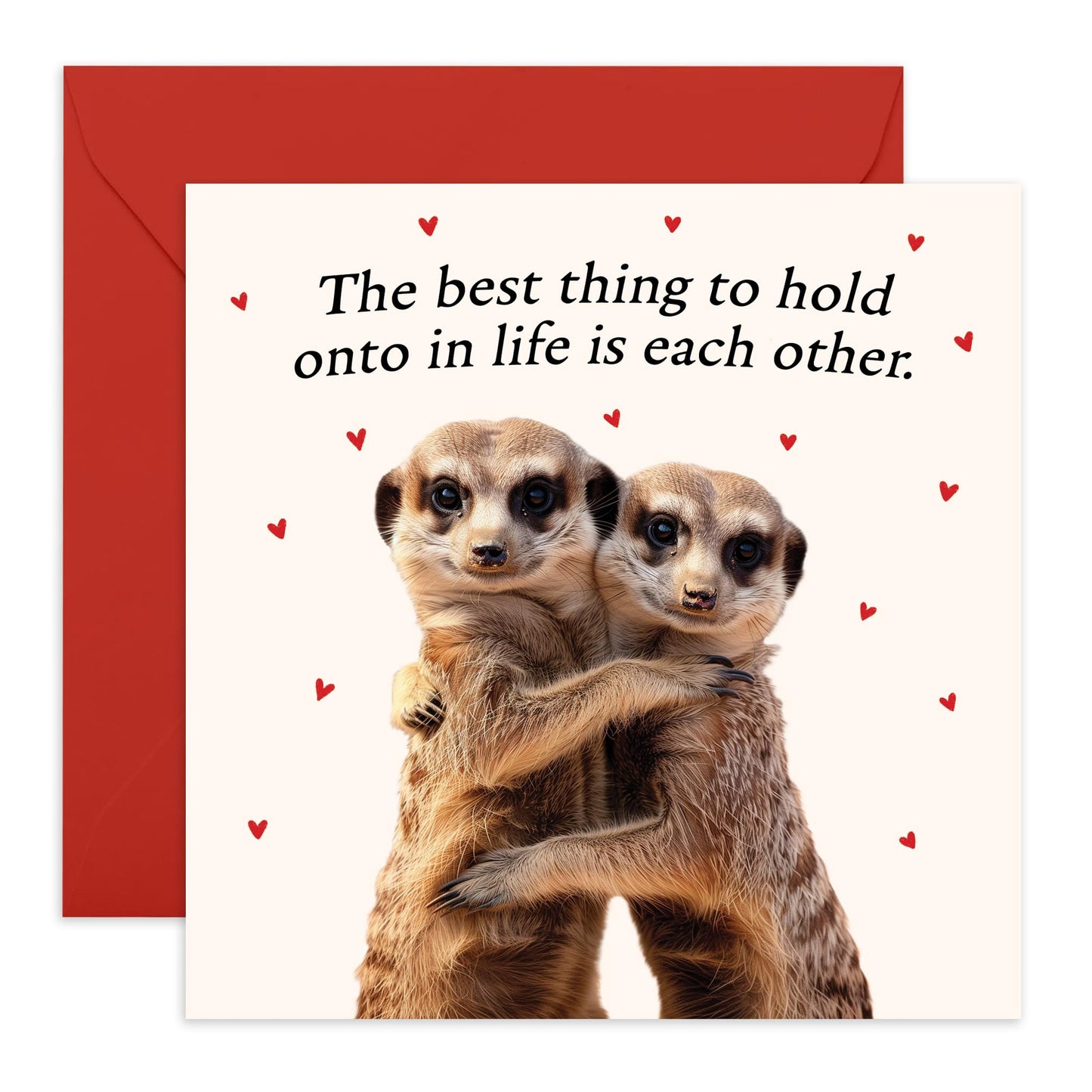 Anniversary Card For Couple - Hold On To Each Other - Meerkats Valentine's Card For Husband - Wife Birthday Card - I Love You Gifts For Him Her - Comes With Cute Stickers By Central 23