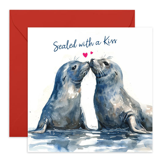 Greeting Card - 'SEALED WITH A KISS' - Perfect for Any Occasion with a Sweet and Romantic Design - Ideal for Expressing Affection and Adding Love to Special Moments - Comes With Stickers By Central 23
