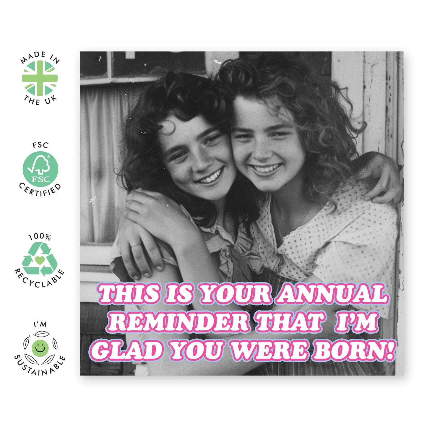 Thankful Happy Birthday Card - 'Glad You We're Born' - Gifts for Mum, Friends, Girlfriend, BFFs, Sister, Sis, Sibling, Aunt - Sweet Reminder - Comes with Fun Stickers
