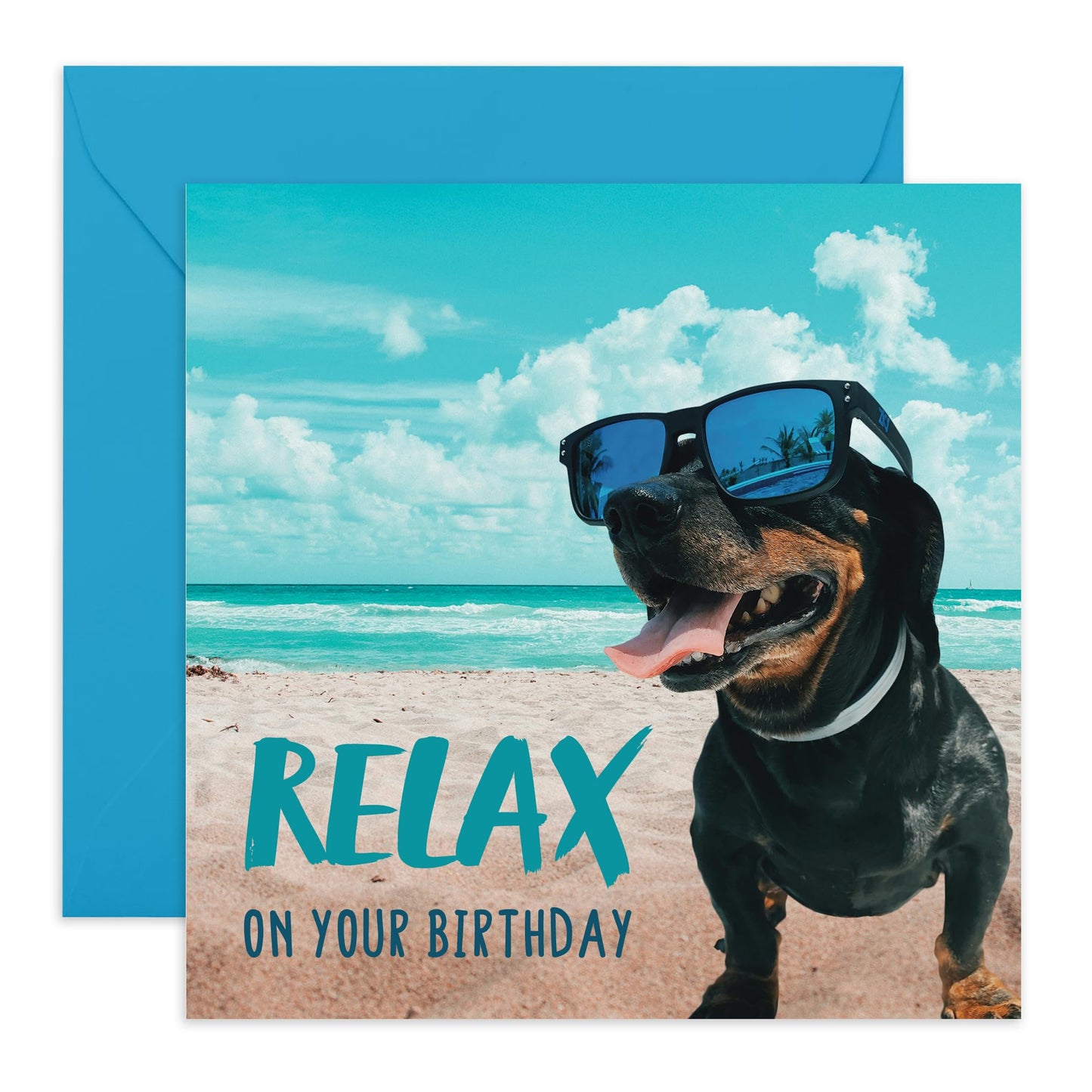 Birthday Card For Men - Relax On Your Birthday Dog - Funny Fathers Day Cards For Dad Uncle - Greeting Cards From Son Daughter - Gifts For Him - Comes With Fun Stickers By Central 23