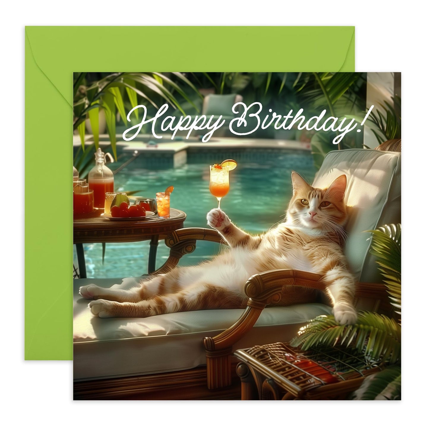 Greeting Card - 'BIRTHDAY CAT RELAXING' - Perfect for Cat Lovers and Birthday Chill - Ideal for Adding a Cozy Touch to Any Birthday Celebration - A Thoughtful Gift - Comes With Stickers By Central 23