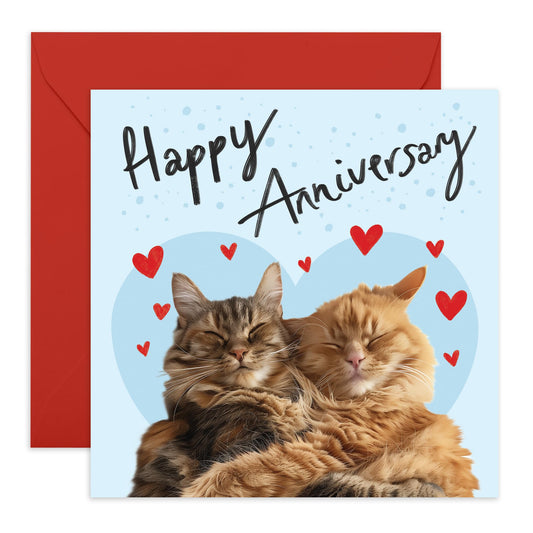 Greeting Card - 'ANNIVERSARY CATS' - Perfect for Celebrating Your Special Day with Feline Charm - Ideal for Adding a Touch of Cuteness and Love to Your Anniversary - Comes With Stickers By Central 23