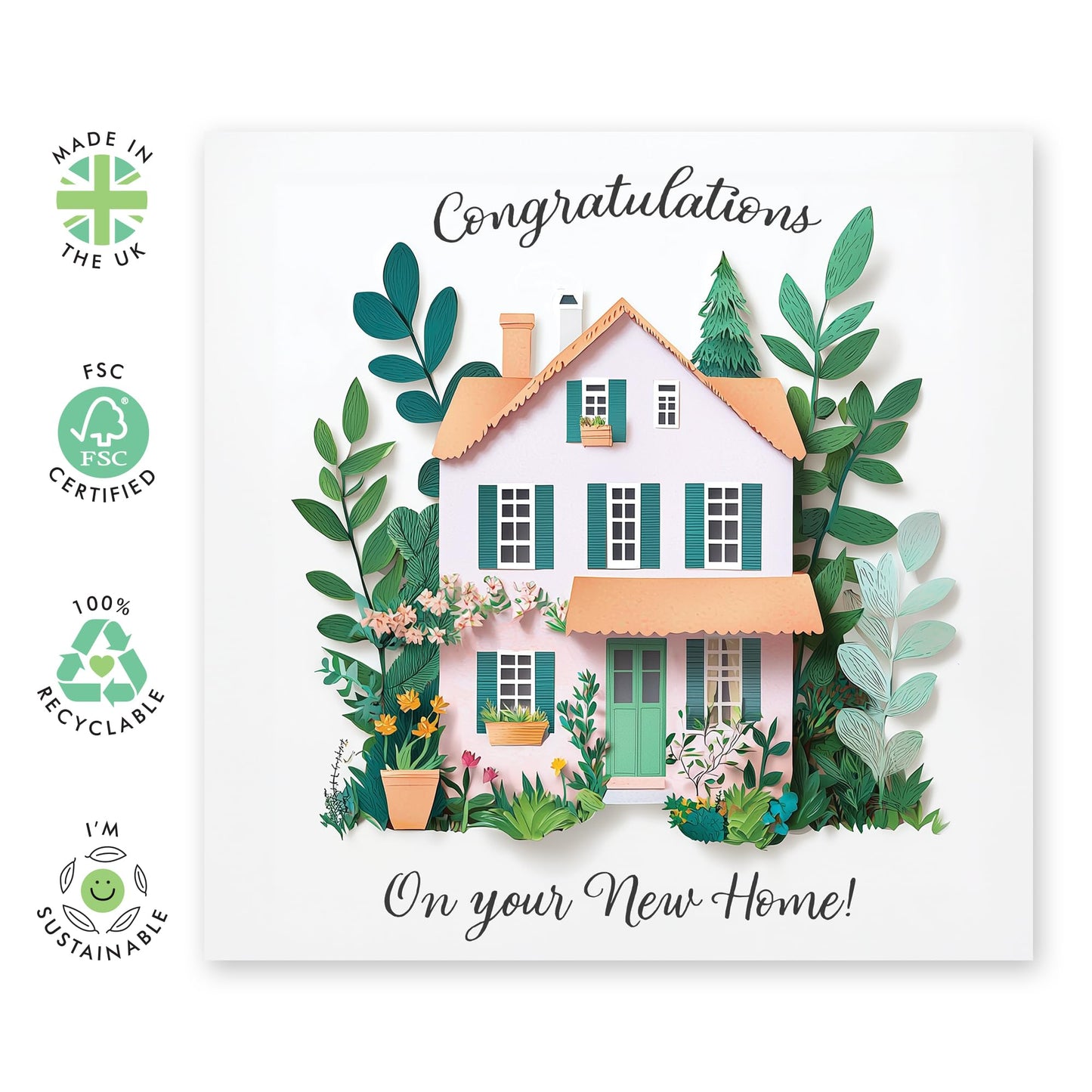 Congratulations Card for Families - 'Happy New Home Leaves' - Gifts for Parents, Friends, Son, Daughter, Colleague, Co-worker, Family, Relatives - House Of Your Own - Comes with Fun Stickers