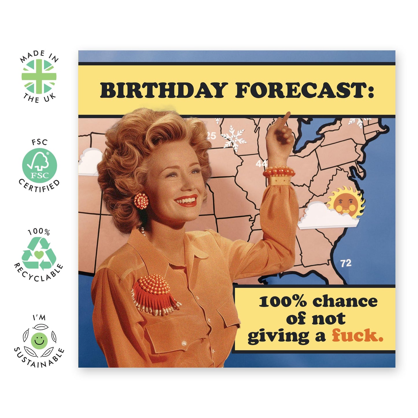 Birthday Cards For Female - Birthday Forecast No Fucks - Women Birthday Gifts - Gifts For Sister Friend Mum Ladies - Best Friend Birthday Card - Comes With Fun Stickers By Central 23