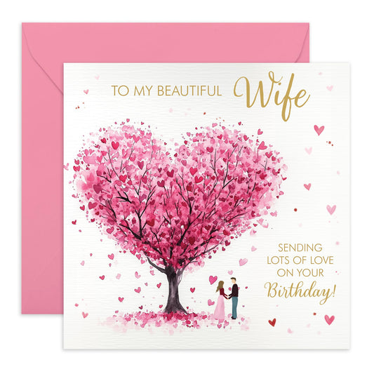 Sweet Birthday Card Message - 'Wife Birthday' - Gifts for Couples, Her, GF, Sweetheart, Babe, Darling, Other Half - Romantic Husband - Comes with Fun Stickers