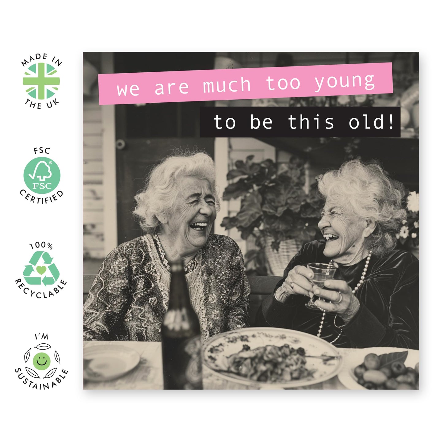 Best Friend Birthday Card Female - Too Young To Be This Old - Funny Birthday Cards For Women - For Sister Cousin Bestie BFF - Comes With Stickers - By Central 23
