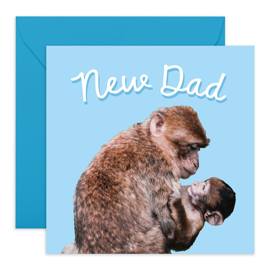 Greeting Card - 'NEW DAD MONKEYS' - Perfect for Celebrating a New Father with a Fun, Playful Monkey Design - Ideal for Adding a Touch of Humor and Joy to a New Dad - Comes With Stickers By Central 23