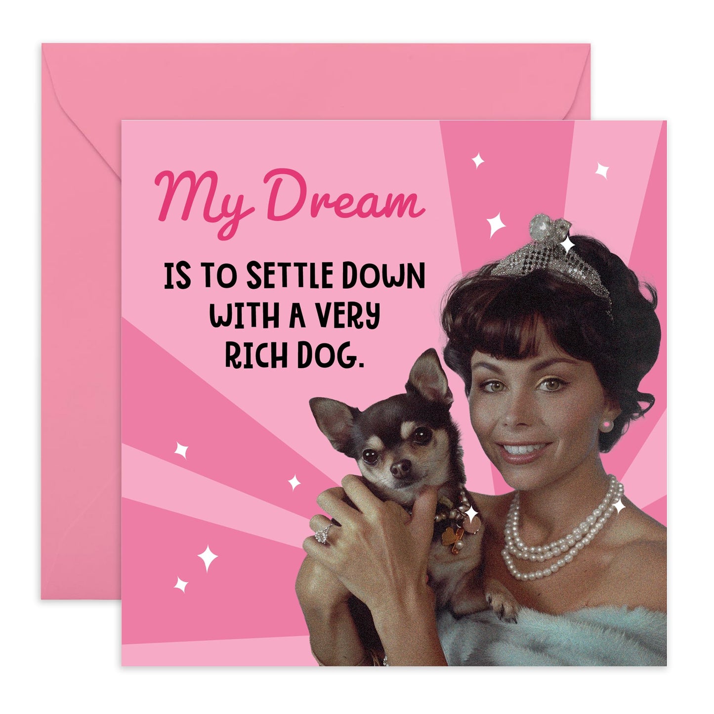 Funny Greeting Cards Birthday Female - Settle Down With A Very Rich Dog - Humorous Birthday Card For Dog Mum Fur Parents Pet Owners - Comes With Stickers - By Central 23