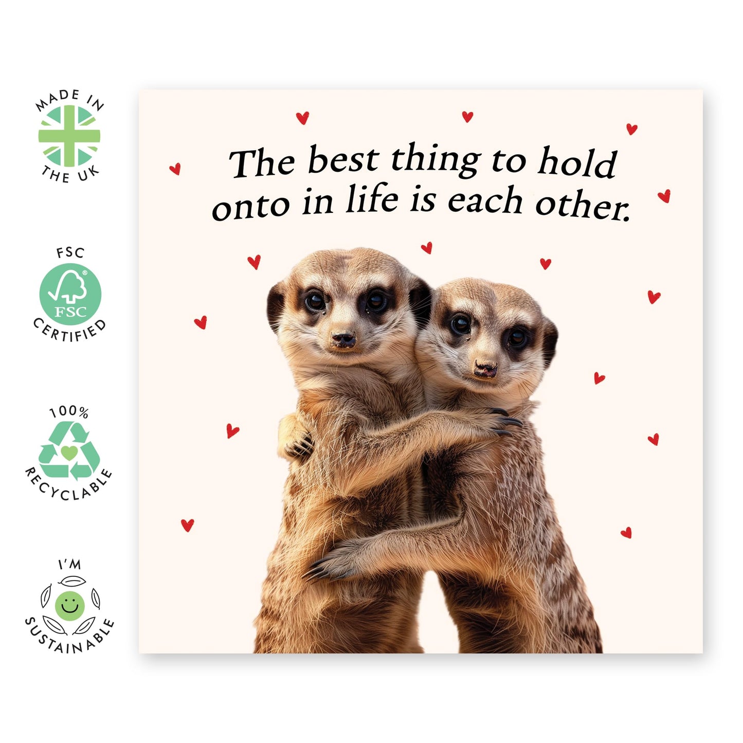 Anniversary Card For Couple - Hold On To Each Other - Meerkats Valentine's Card For Husband - Wife Birthday Card - I Love You Gifts For Him Her - Comes With Cute Stickers By Central 23