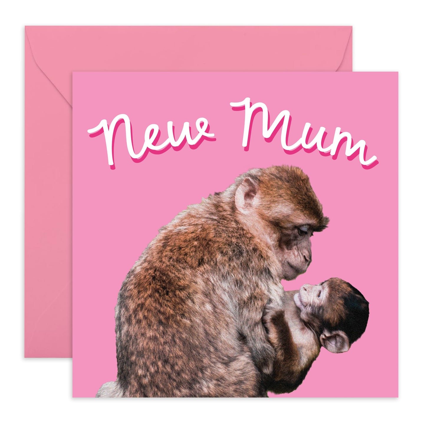 Cute Greeting Card for Her - 'NEW MUM MONKEYS' - Birthday Cards for Mum, Mama, Mam, Ma, Women - New Mother or Parent - Fun Mothers Day Card Ideas from Friends and Family -Comes With Stickers