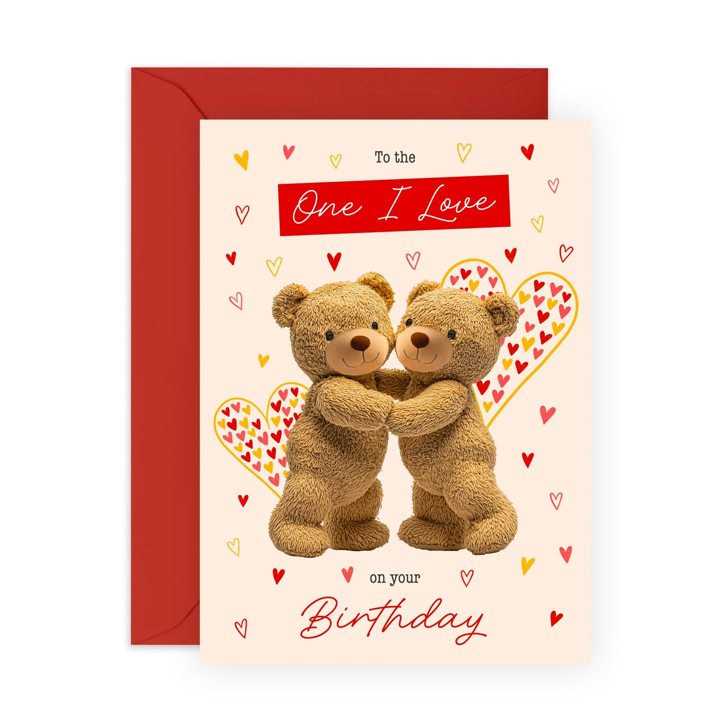 Happy Birthday Card for Him or Her - 'Bear One I Love Birthday' - Gifts for Wife, Husband, Spouse, Girlfriend, Boyfriend, Babe, Darling - Sweet Hugs - Comes with Fun Stickers