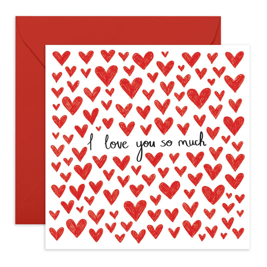 Love Card For Boyfriend Girlfriend Special Friend - I Love You So Much! - Love Hearts - I Love You Gifts For Her - Happy Valentines Day Cards For Wife Husband - Comes With Fun Stickers By Central 23