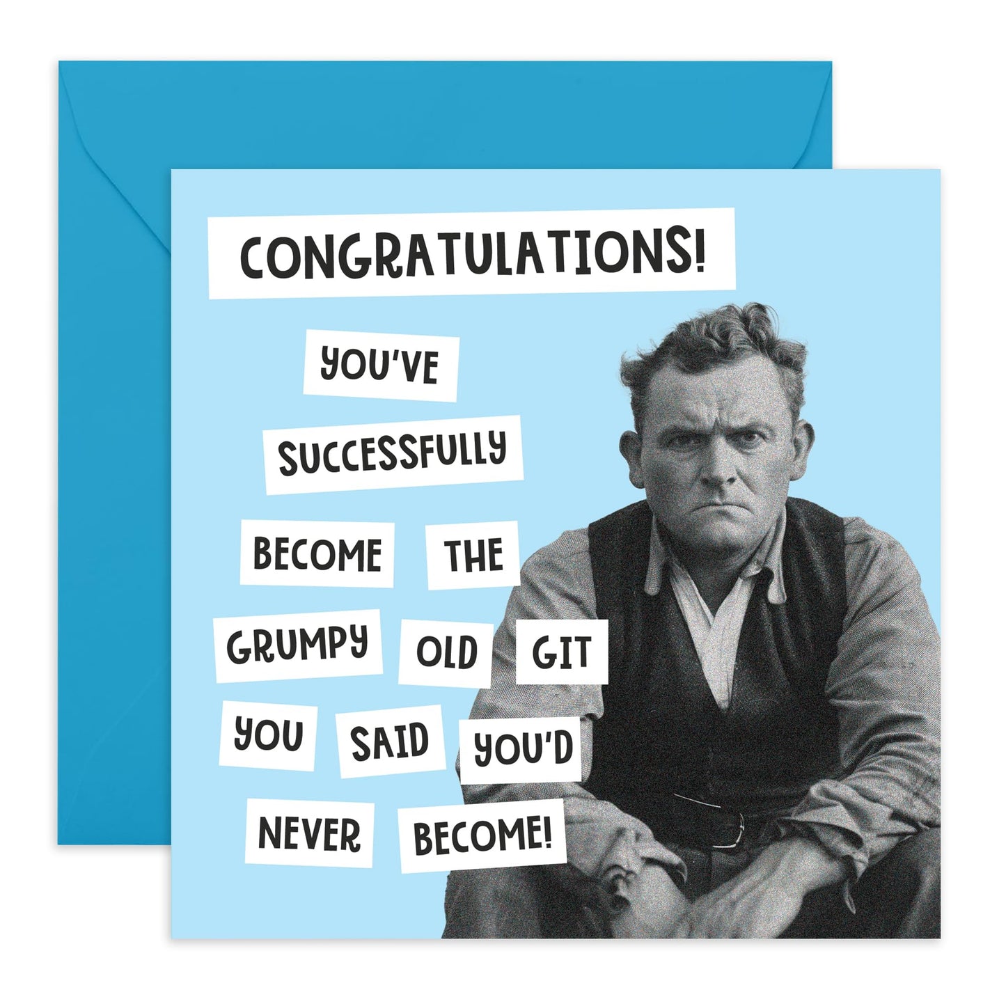 Dad Birthday Cards - Congrats Grumpy Old Git - Rude Birthday Card For Men - Cheeky Gifts For Husband Brother Uncle Grandad - Comes With Stickers And Envelope - By Central 23
