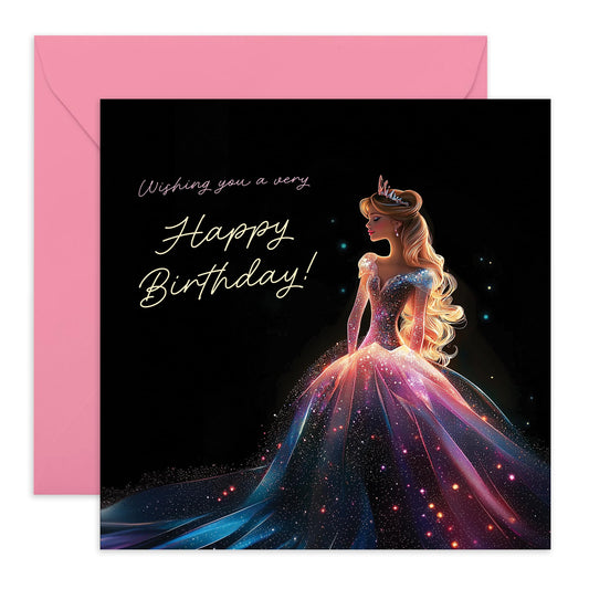 Majestic Birthday Card - 'Birthday Princess' - Gifts for Girls, Daughter, Niece, Grandaughter, Her - Beautiful - Comes with Fun Stickers