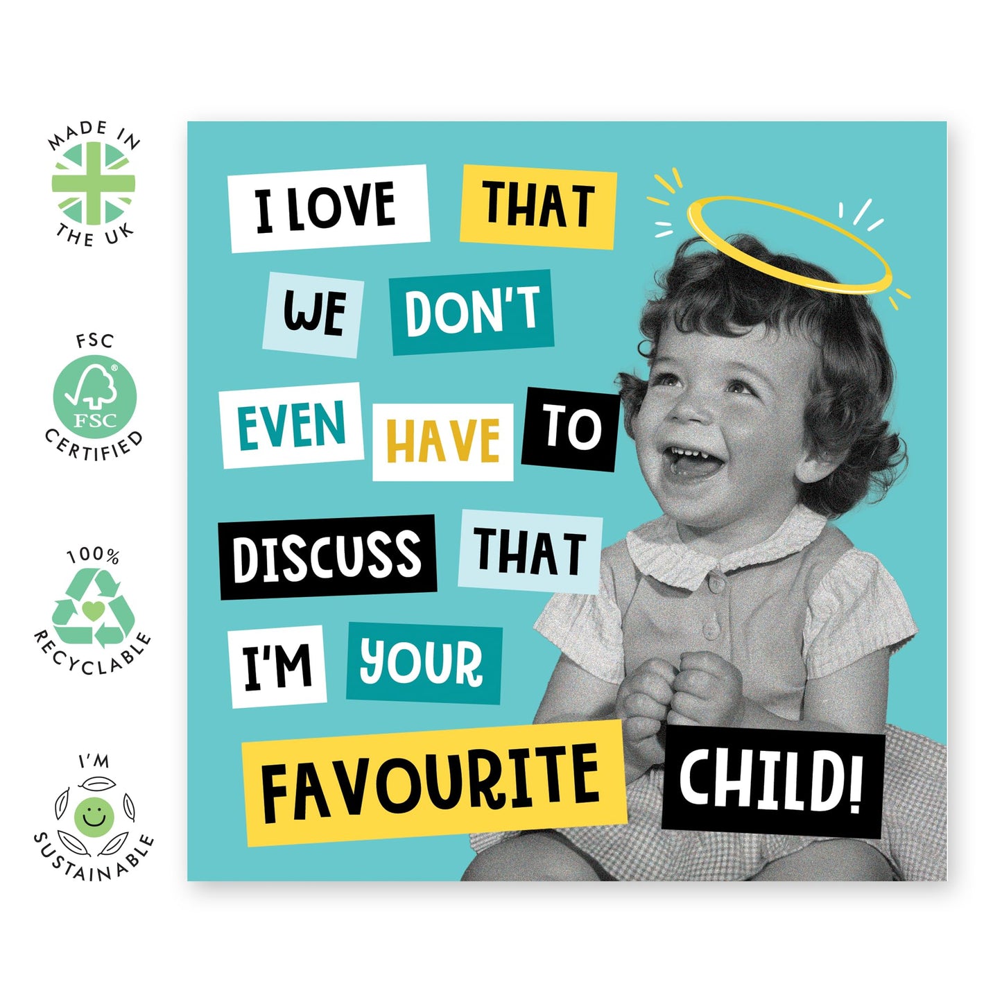 Hilarious Mum Birthday Card - Fave Child Girl - Funny Mothers Day Card for Mummy, Mama, Ma, Her, Women from Daughter - Greeting Cards For Fathers Day, Men - Comes With Fun Stickers