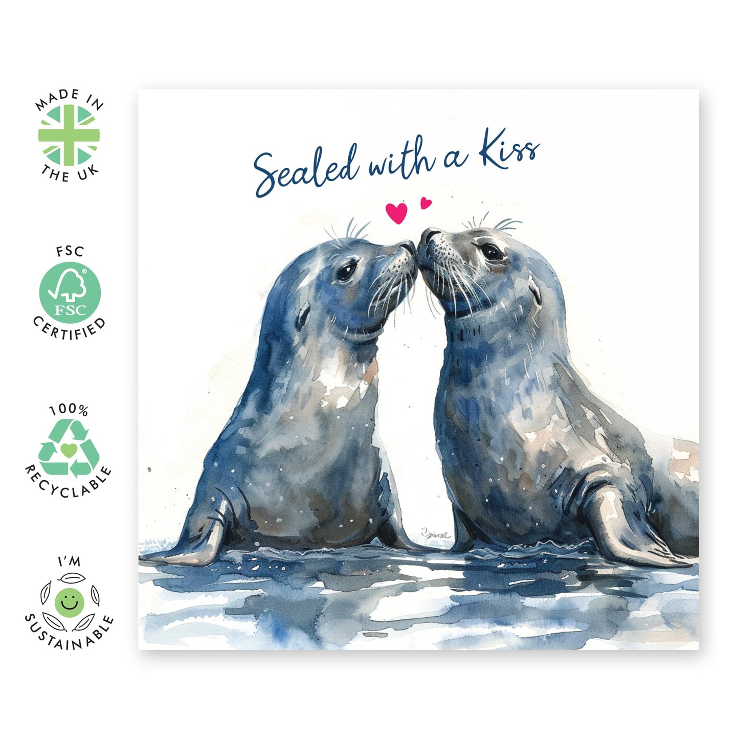 Greeting Card - 'SEALED WITH A KISS' - Perfect for Any Occasion with a Sweet and Romantic Design - Ideal for Expressing Affection and Adding Love to Special Moments - Comes With Stickers By Central 23