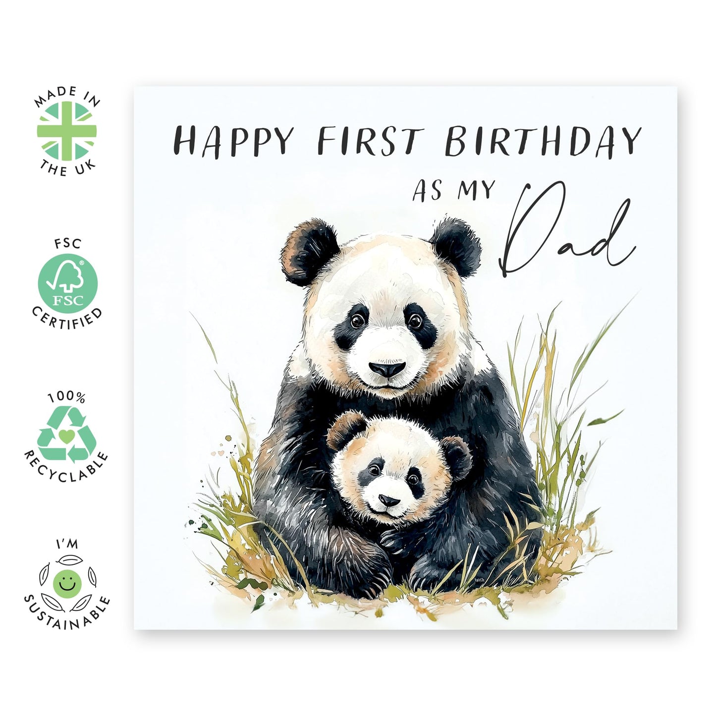 Birthday Card for New Fathers - 'Happy First Birthday As A Dad' - Gifts for Daddy, Fathers, Pops, In-Laws, Step Dad, Family - Hedgehog - Comes with Fun Stickers
