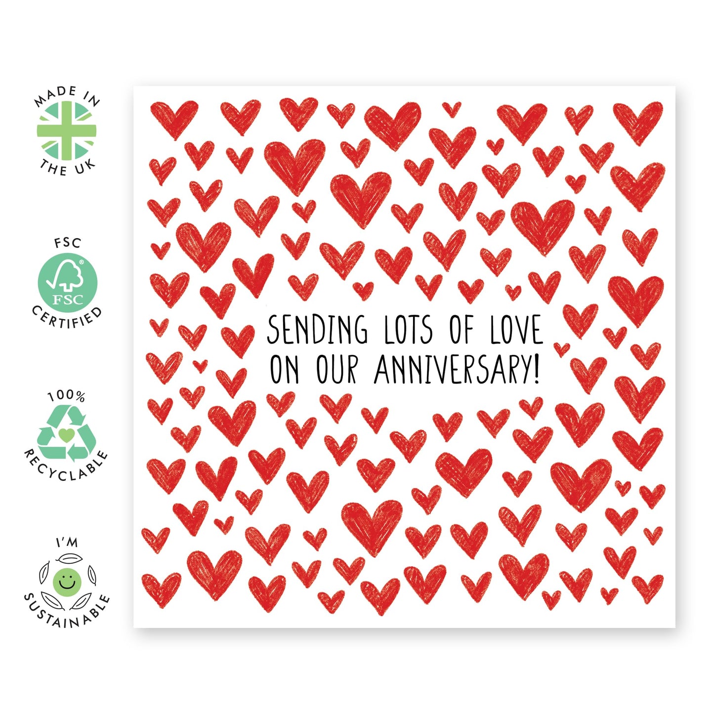 Wedding Anniversary Card For Couple - Lots Of Love - Love Hearts - I Love You Gifts For Her Him Couple - Happy Valentines Day Cards For Wife Husband Partner - Comes With Fun Stickers By Central 23