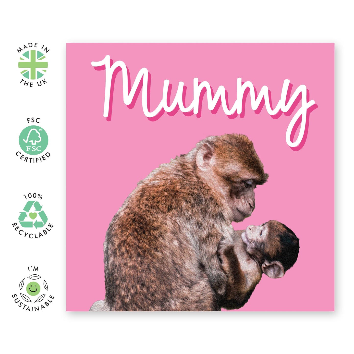 Cute Greeting Card for Her - 'MUMMY MONKEYS' - Birthday Cards for Mum, Mama, Mam, Ma, Women - Gifts from Son Daughter Husband - Fun Mothers Day Card Ideas - Comes With Stickers