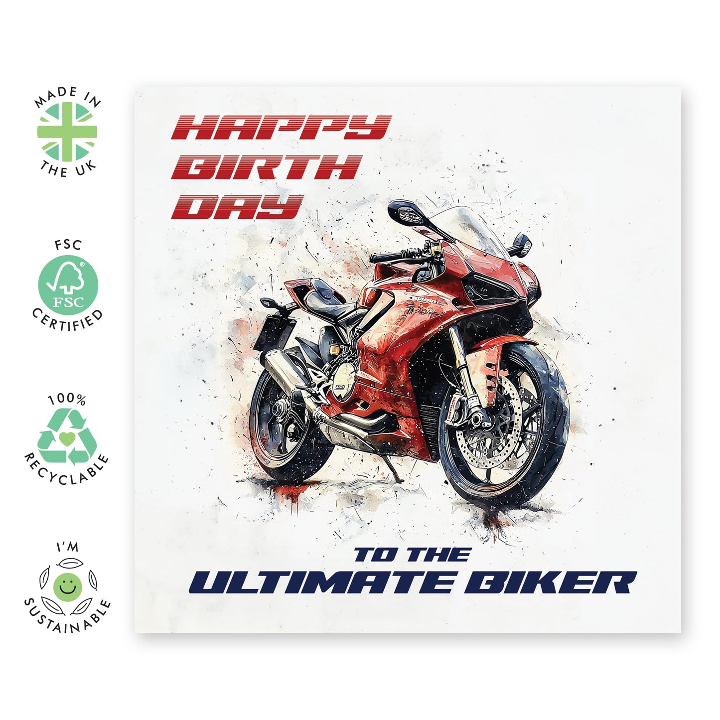 Biker's Birthday Card – 'Ultimate Motor Biker' – Presents for Friends, Brother, Colleagues, Coworker, Him - Gifts for Riders - Comes with Fun Stickers