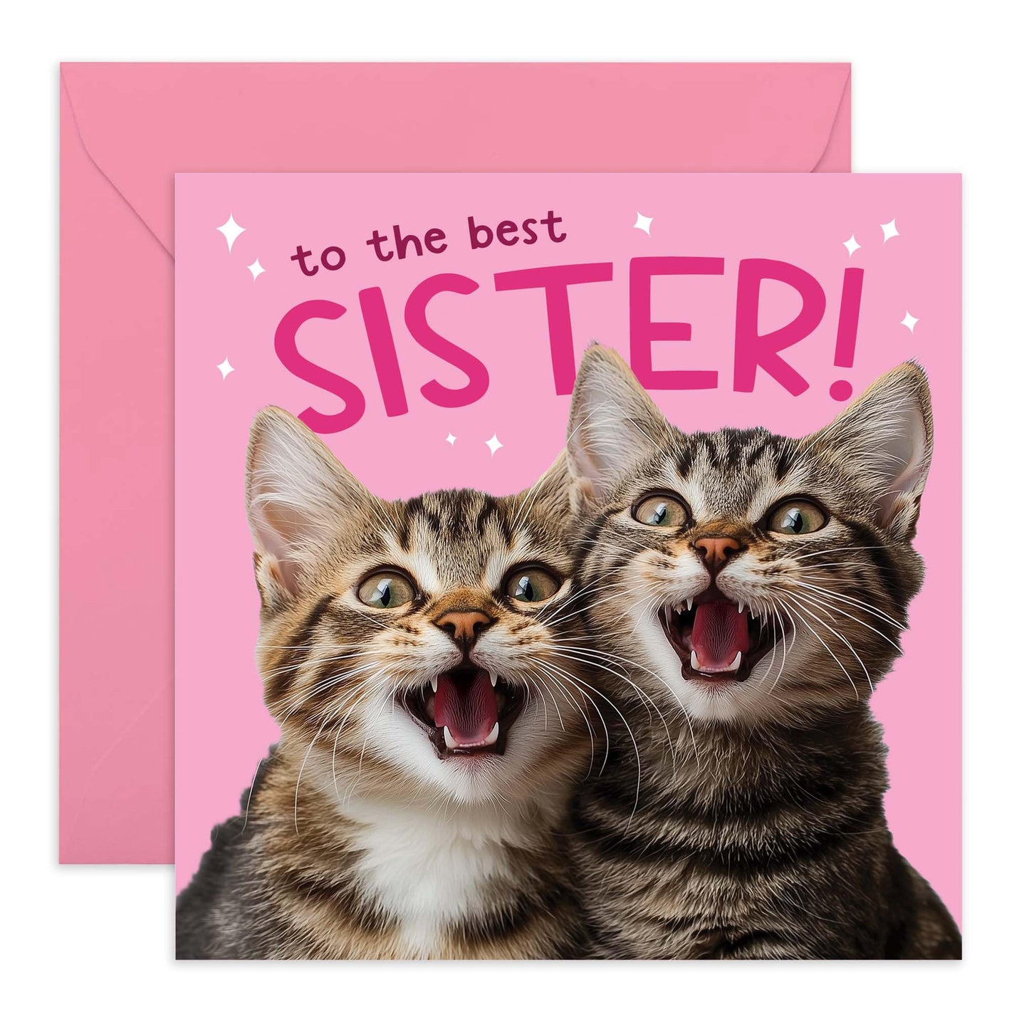 Birthday Greeting Card - 'BEST SISTER CATS' - Perfect for Celebrating Your Sister Who Loves Cats - Ideal for Birthdays, Just Because, or Any Special Occasion - Comes With Stickers By Central 23