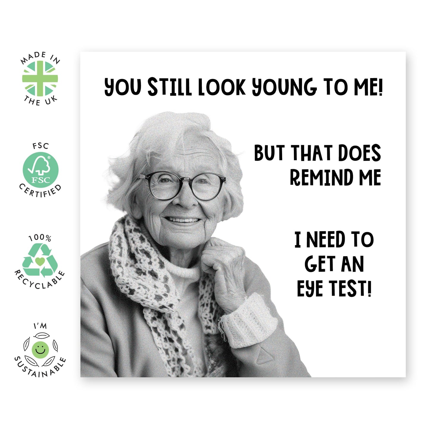 Funny Birthday Cards For Her - I Need To Get An Eye Test - Cheeky Greeting Cards For Mum Aunt Nan - Friend Birthday Card Female - Comes With Stickers And Envelope - By Central 23