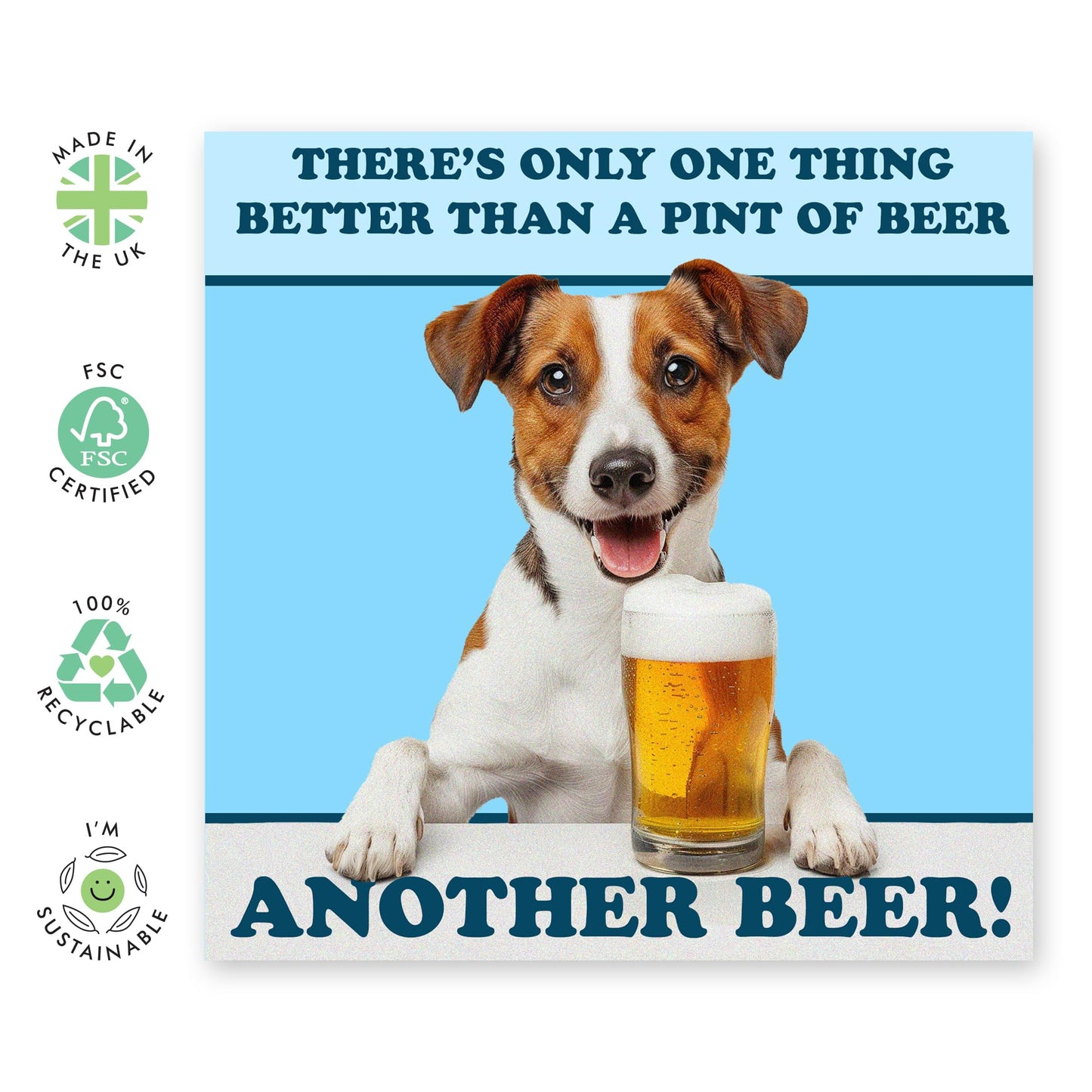 Dog Fathers Day Card - One Thing Better Than Beer - Dad Birthday Card From Dog - Gift For Him Men Papa - Dog Dad Card - Fur Parent - Pet Owner - Comes With Stickers By Central 23