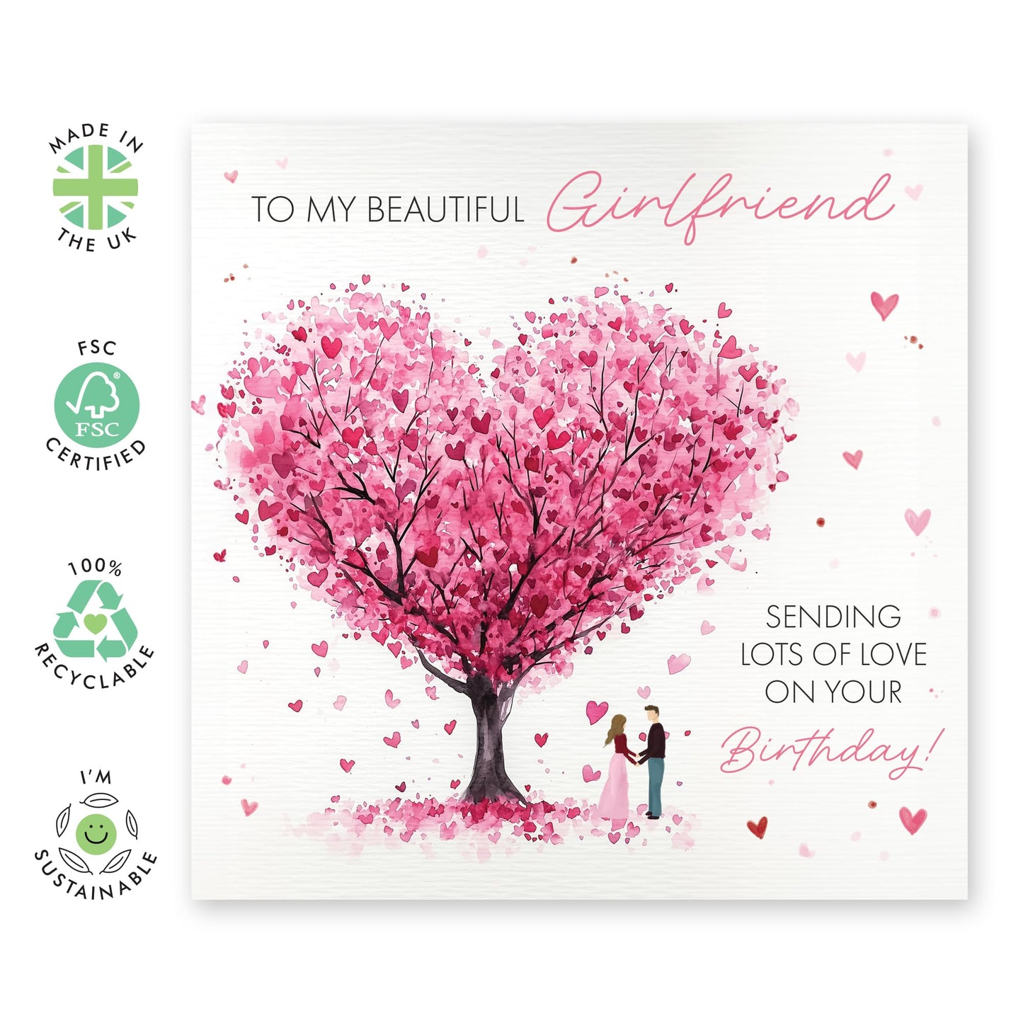 Sweet Birthday Card Message - 'Girlfriend Birthday' - Gifts for Couples, Her, GF, Sweetheart, Babe, Darling, Other Half - Romantic Boyfriend - Comes with Fun Stickers