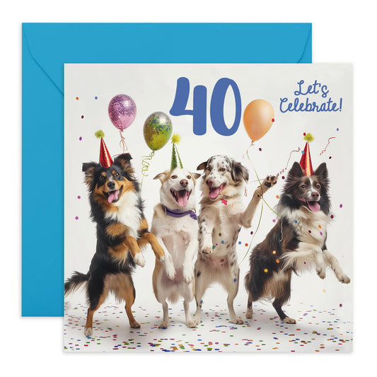 40th Birthday Card For Her - Let's Celebrate Dog Birthday 40 - Happy Fortieth Birthday Greeting Card Female Friends - Gift For Fur Parents Dog Mum Dad - Comes With Fun Stickers By Central 23