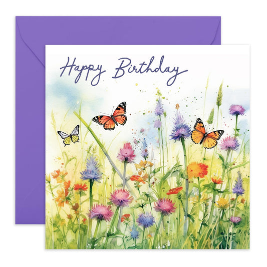 Butterfly Birthday Cards For Women - Sweet Heartfelt Gifts - Pretty Flower Card For Her - Birthday Greeting Cards For Girls Female Friends Neighbour Niece Colleague - Comes With Stickers By Central 23