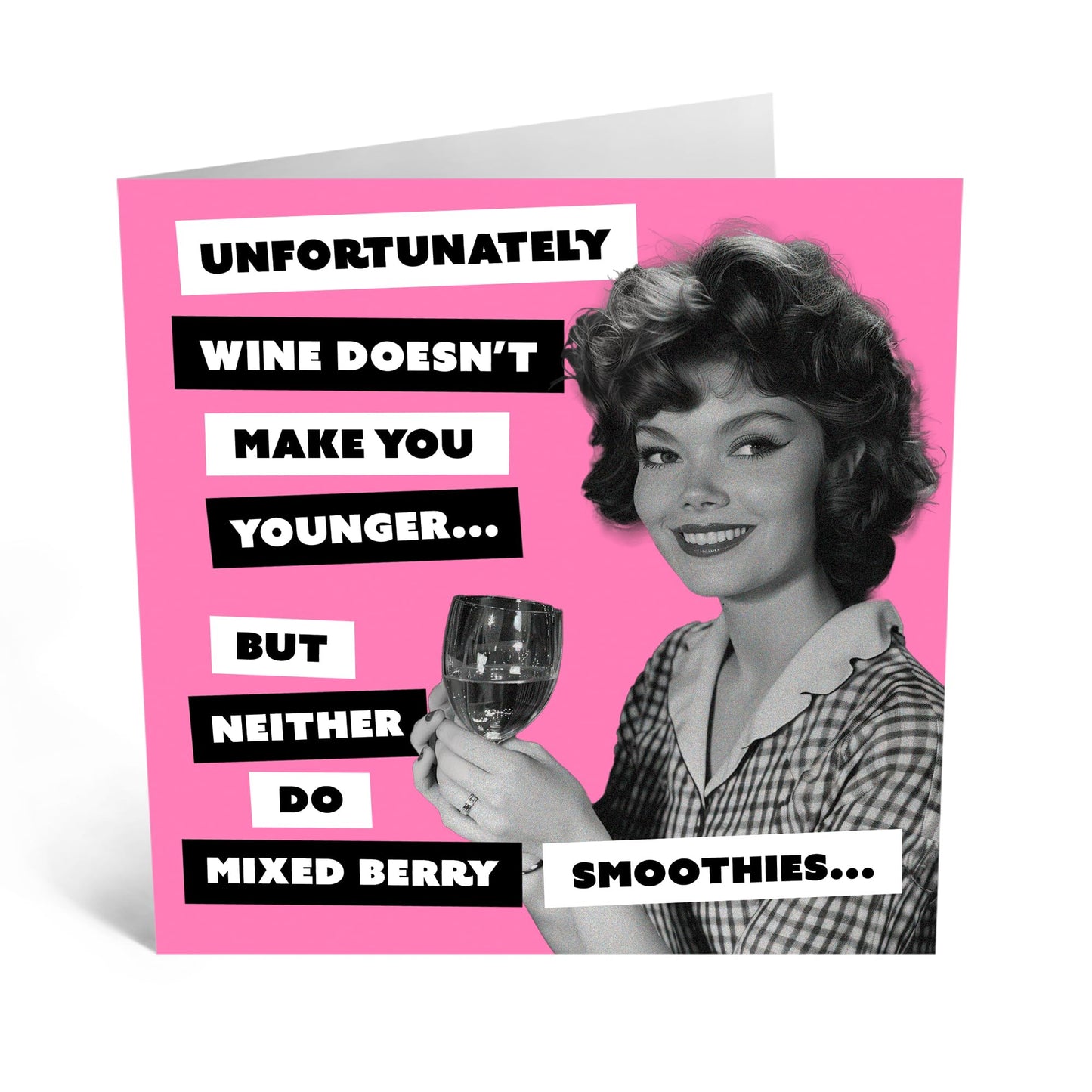 Funny Greeting Card - 'WINE MAKES YOU YOUNGER' -Gifts for Wine Lovers, Mum Birthday Card, Mothers Day Ideas - Presents for Women, Her, Ma, Sister, Wife, Auntie, Colleague - Comes with Stickers