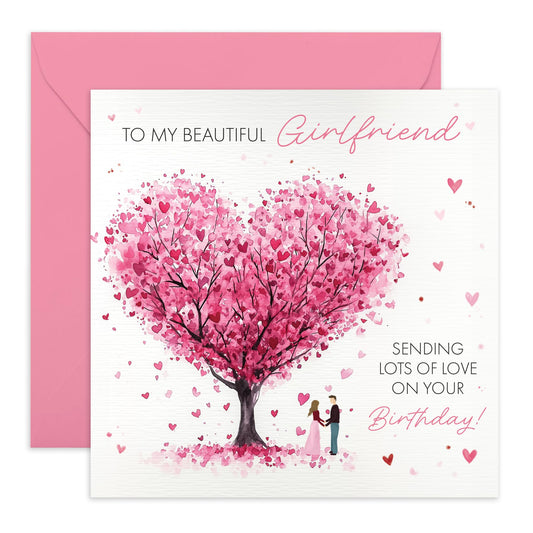 Sweet Birthday Card Message - 'Girlfriend Birthday' - Gifts for Couples, Her, GF, Sweetheart, Babe, Darling, Other Half - Romantic Boyfriend - Comes with Fun Stickers