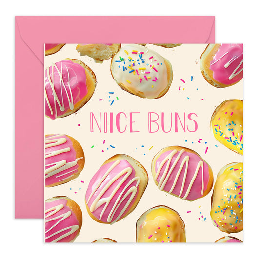 Valentines Day Card Girlfriend Boyfriend - Nice Buns - Anniversary Card Couple Fiance - Husband Wife Greeting Card - Love Cards For Him Her - Comes With Stickers By Central 23
