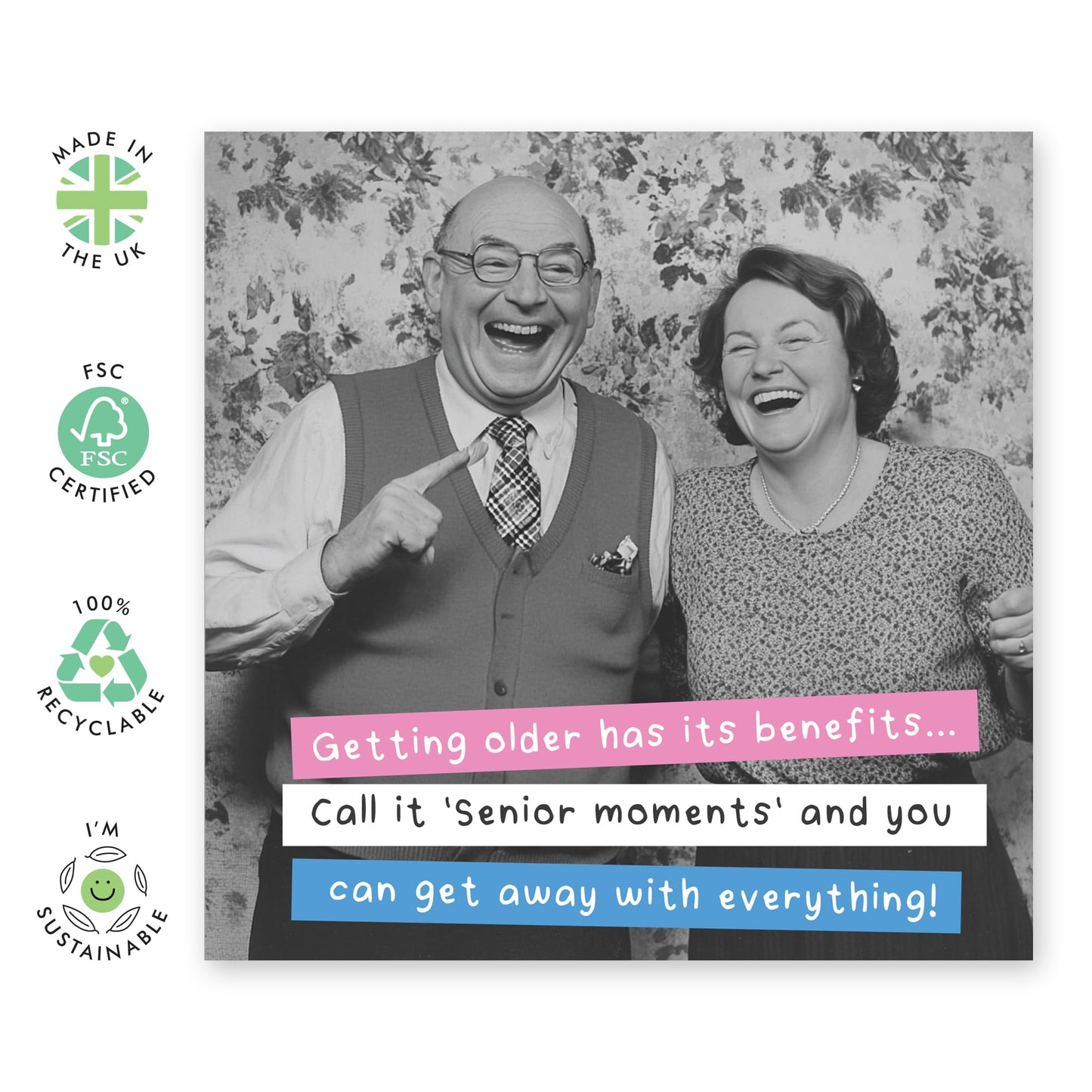 Birthday Card Jokes on Retirees - 'Older Benefits Senior Moments' - Gifts for Grandmum, Grandad, Grandpa, Grandma, Nana, Mimi, Uncle, Auntie, Mum, Dad - Oldies - Comes with Fun Stickers
