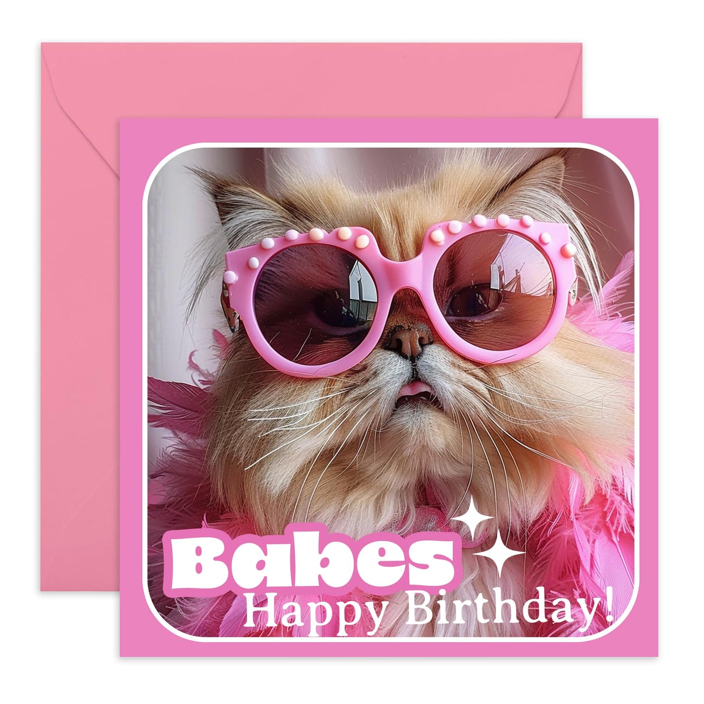 Fabulous Happy Birthday Card - 'Babes' - Gifts for BFFs, Best Friends, Girls, Gals, Sisters, Siblings, Room mates - Fab Cat - Comes with Fun Stickers