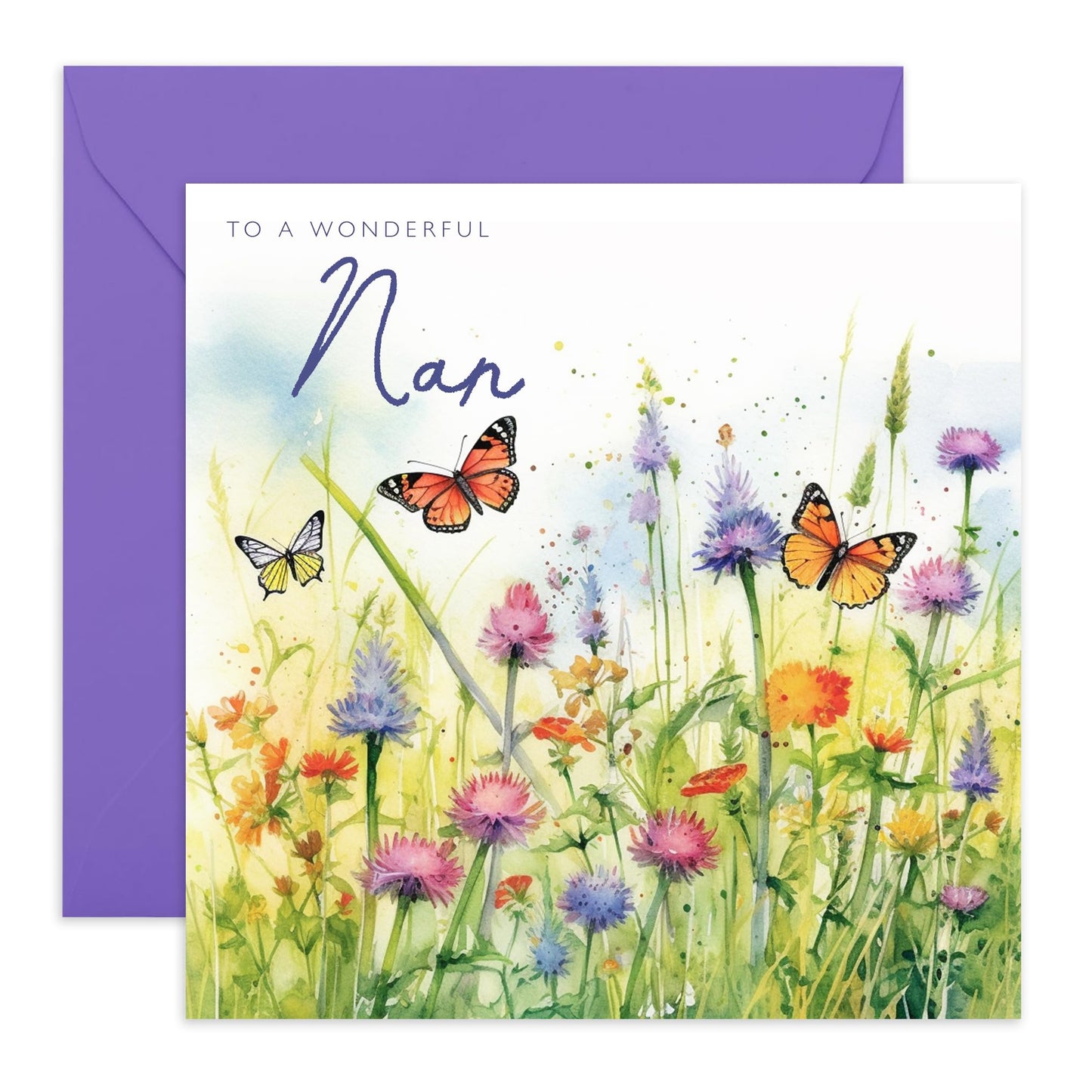 Nan Birthday Cards For Women - To A Wonderful Nan - Mothers Day Greeting Cards For Grandma Grandmother Nanny - Sweet Heartfelt Gifts - Butterfly Garden - Comes With Stickers By Central 23