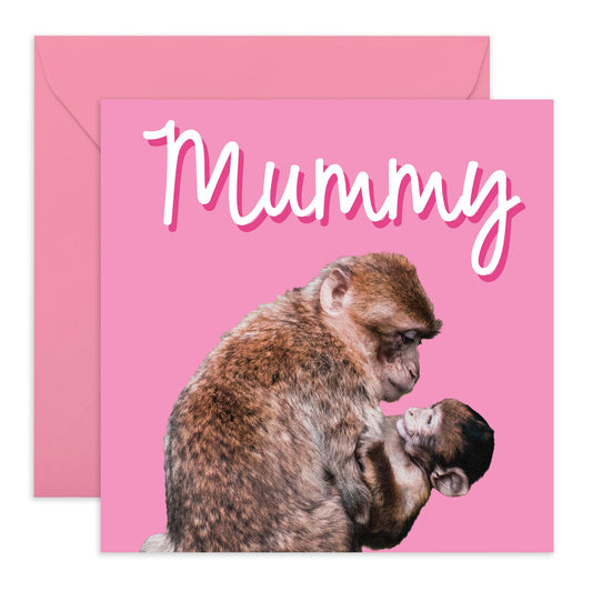 Cute Greeting Card for Her - 'MUMMY MONKEYS' - Birthday Cards for Mum, Mama, Mam, Ma, Women - Gifts from Son Daughter Husband - Fun Mothers Day Card Ideas - Comes With Stickers