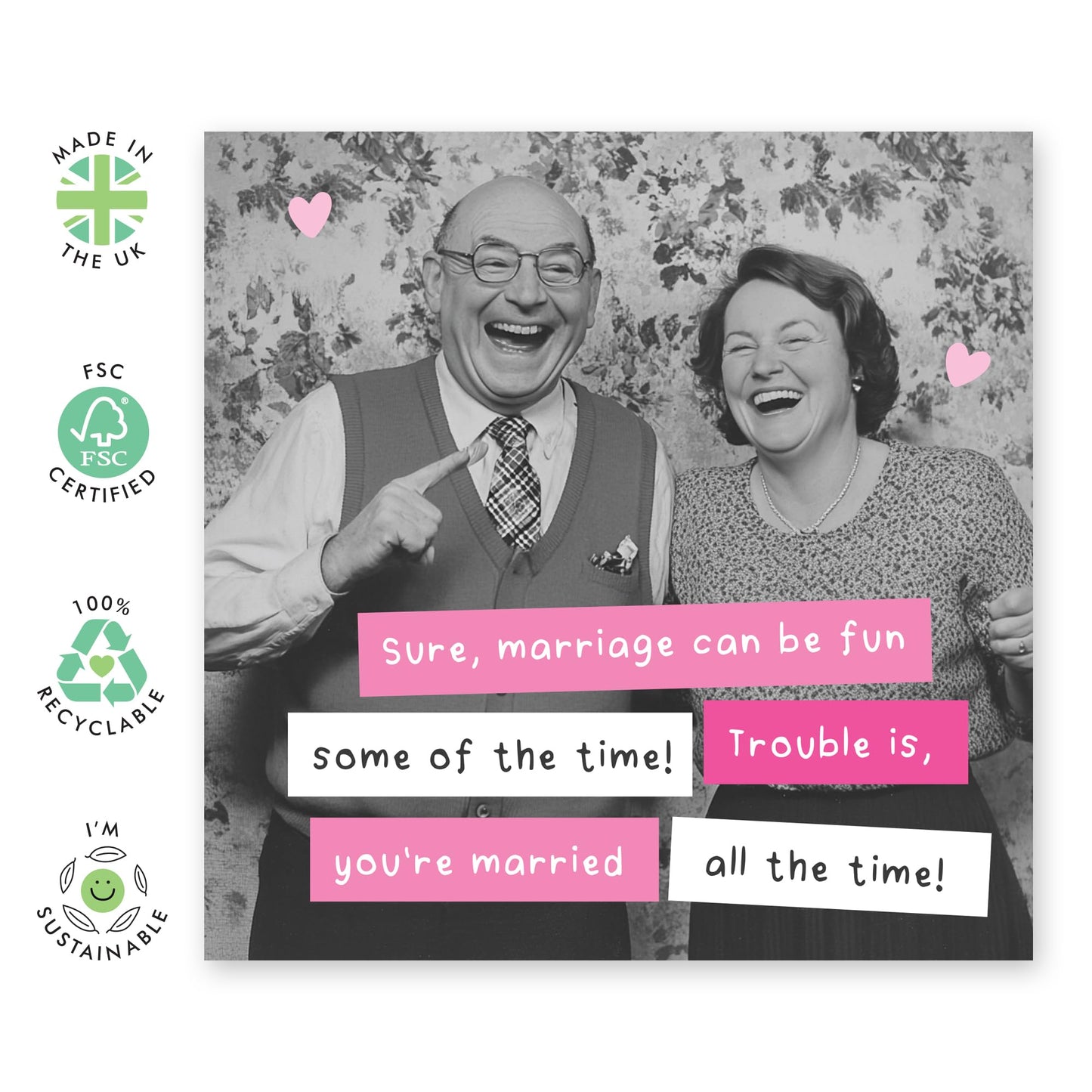 Anniversary Day Greeting Card with Jokes - 'Marriage Fun Some Of Times' - Romantic Gifts for Husband, Wife, Partner, Other Half, Married Couples - Valentines Day Present - Comes with Fun Stickers