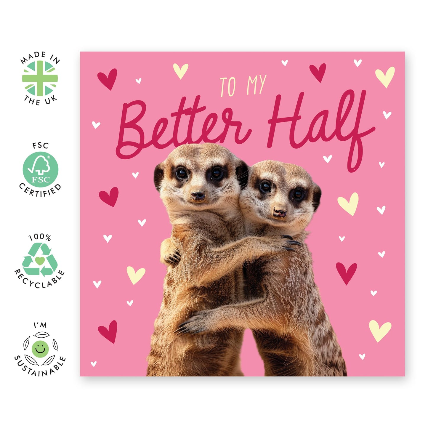 Wedding Anniversary Card For Husband Wife Partner - To My Better Half - Cute Meerkats Valentines Day Cards For Girlfriend Boyfriend Fiance - Gifts For Him Her - Comes With Stickers By Central 23